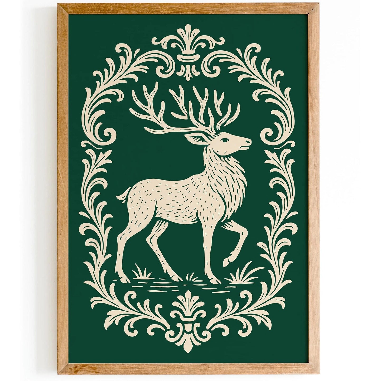 Majestic Deer Green Poster