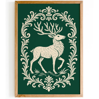 Majestic Deer Green Poster