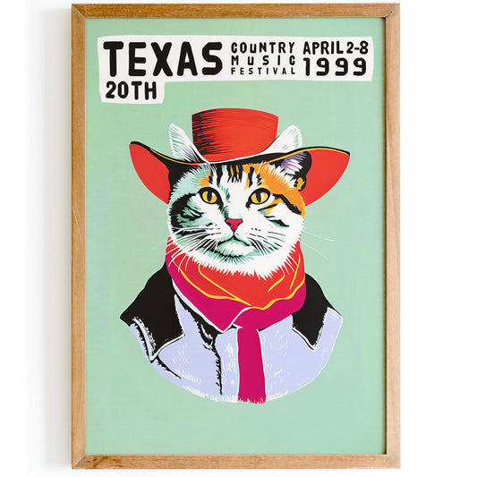 Texas Country Festival Cat Poster 1999