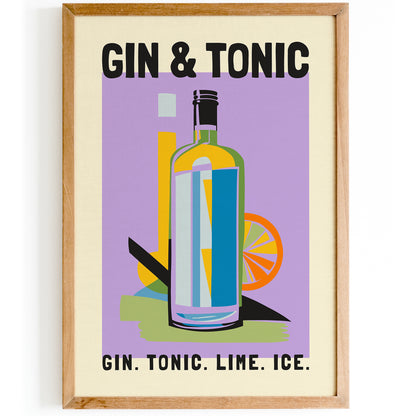 Gin & Tonic Colorful Drink Art Print