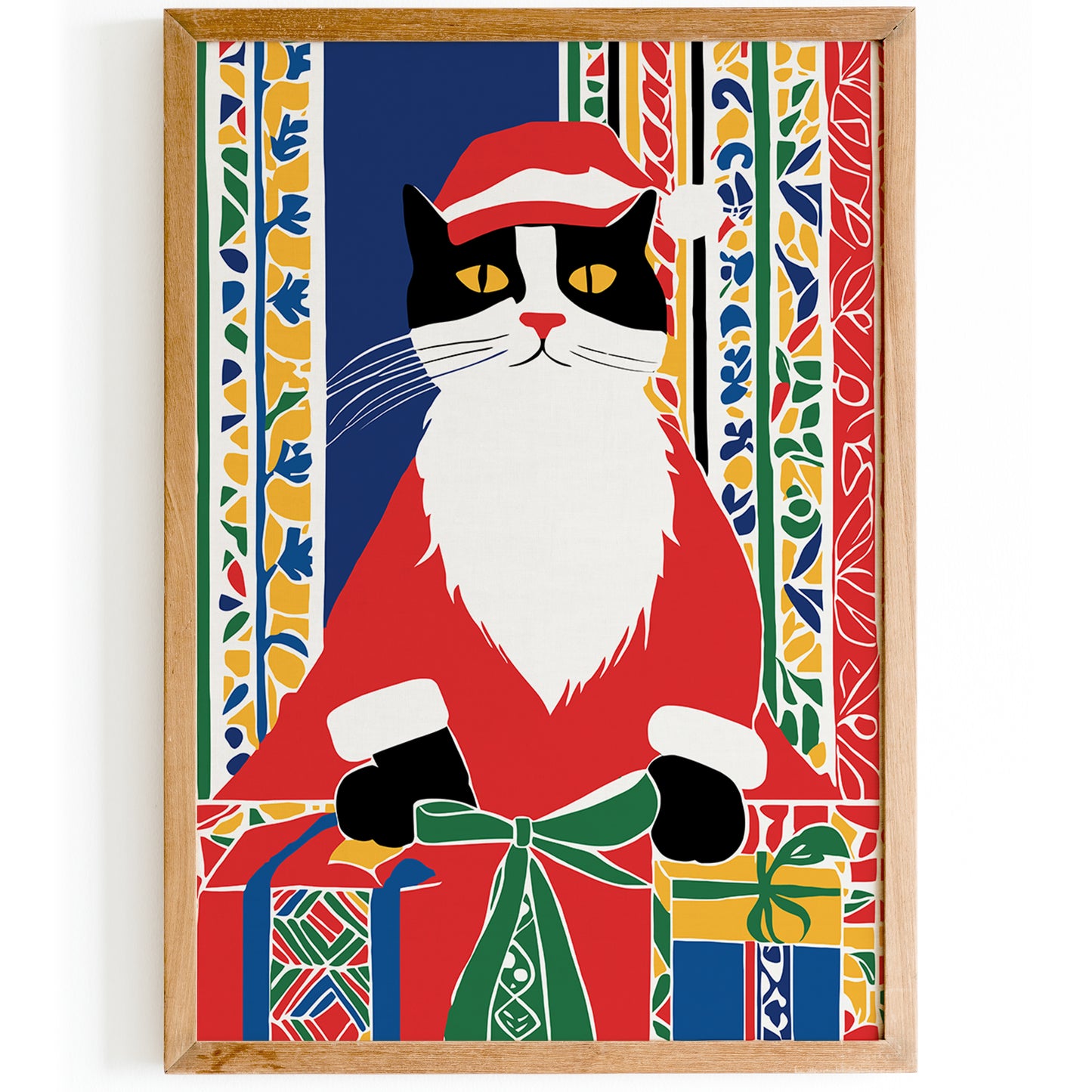 Funny Santa Cat Poster