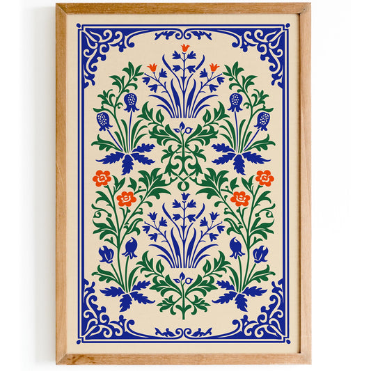 Rustic Folk Floral Wall Art Print