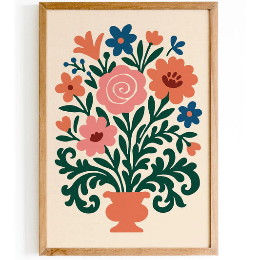 Flowers in Vase Poster - Colorful Wall Art