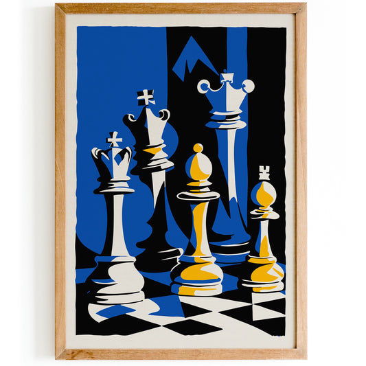 Blue & Yellow Chess Poster