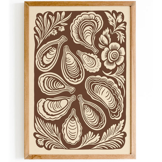 Oyster Mousse Mocha Brown Kitchen Wall Decor