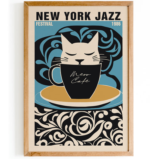 New York Jazz Festival Cat Cafe Poster