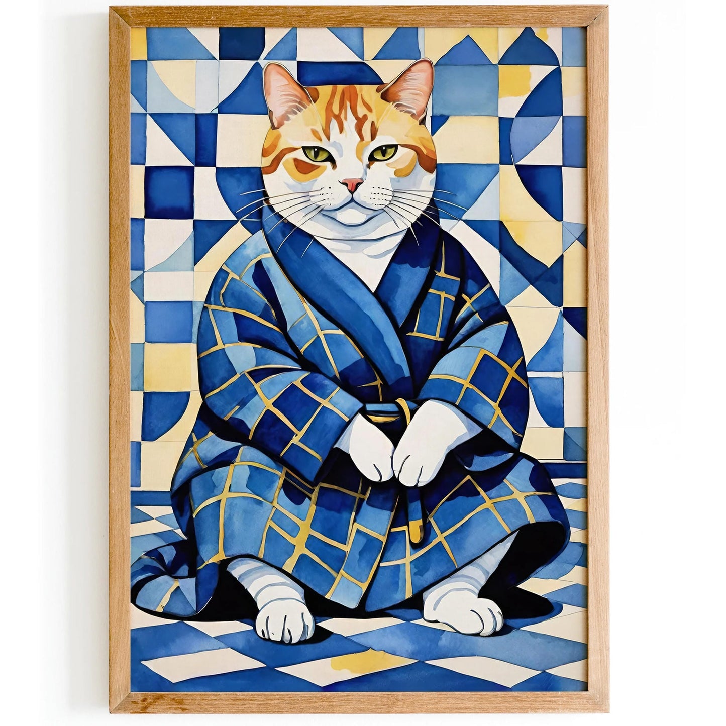Tabby Cat in Bathrobe Poster