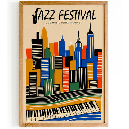 Retro Jazz Music Poster – Festival Wall Art Print