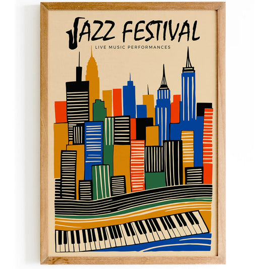 Retro Jazz Music Poster – Festival Wall Art Print