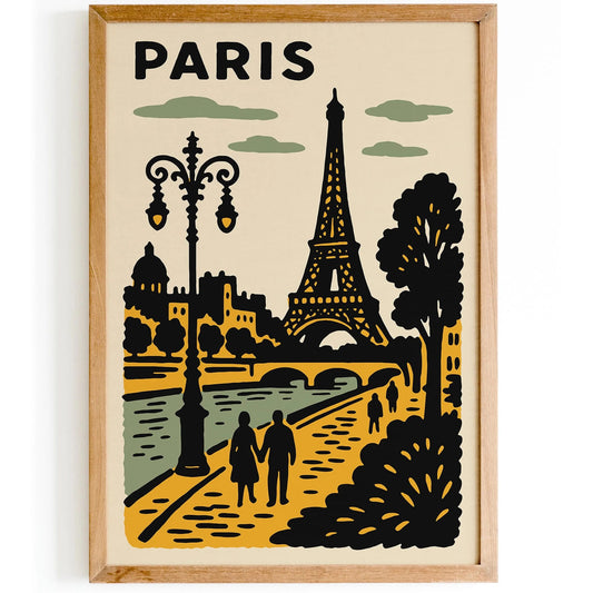 Paris France Poster - Romantic Travel Art Print