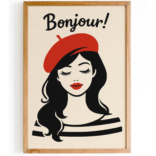 Bonjour French Girl Poster