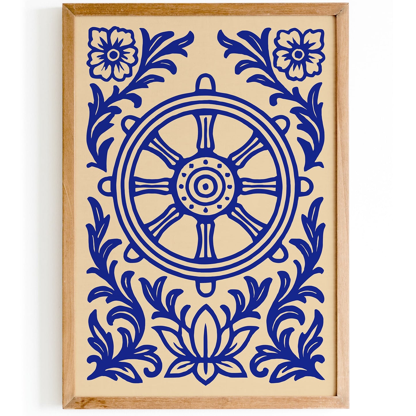 Dharmachakra (Wheel of Dharma) Blue Buddhism Poster