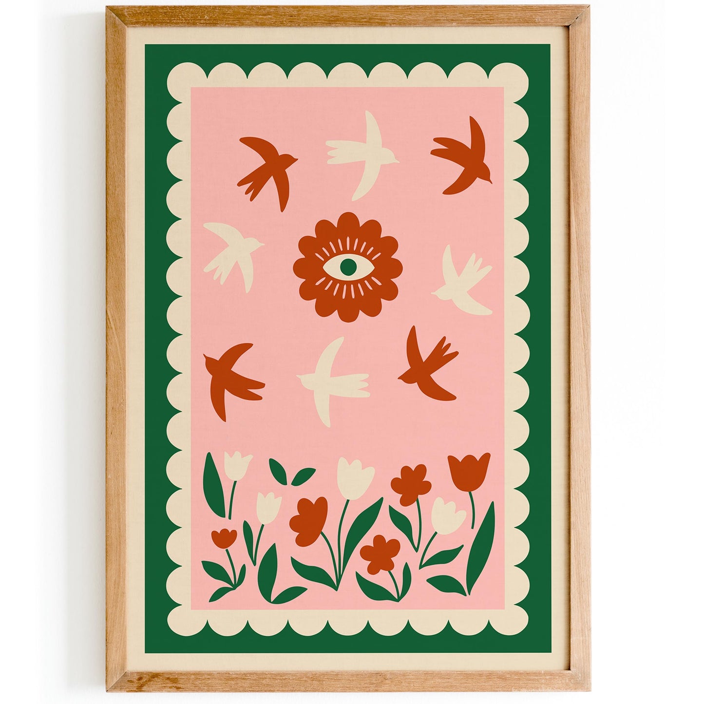 Birds & Evil Eye Floral Poster