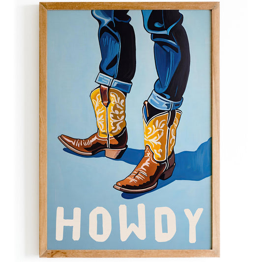 Howdy Cowboy Boots Print