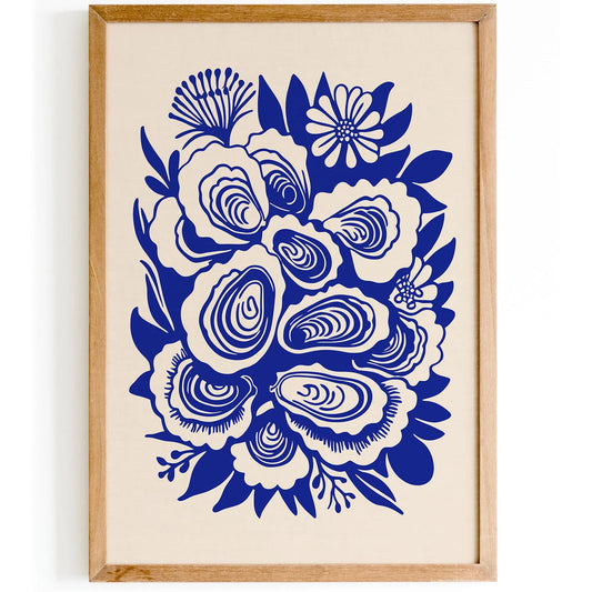 Oyster Lovers Blue Art Print
