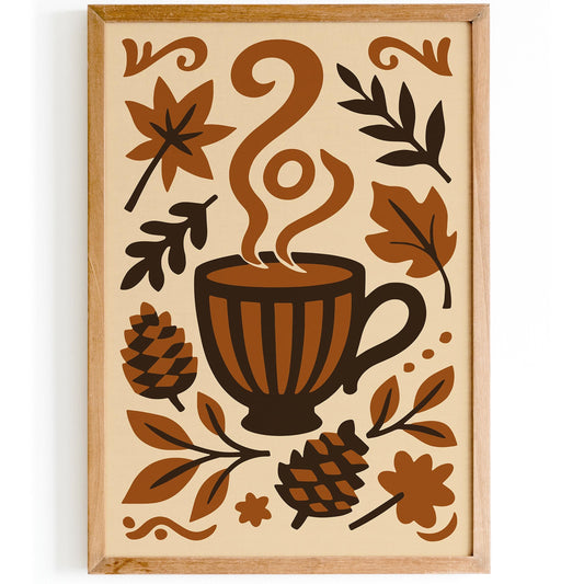 Autumn Hot Chocolate Poster, Farmhouse Kitchen Wall Art Decor
