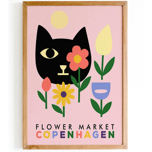 Flower Market Copenhagen Poster – Retro Wall Art Print