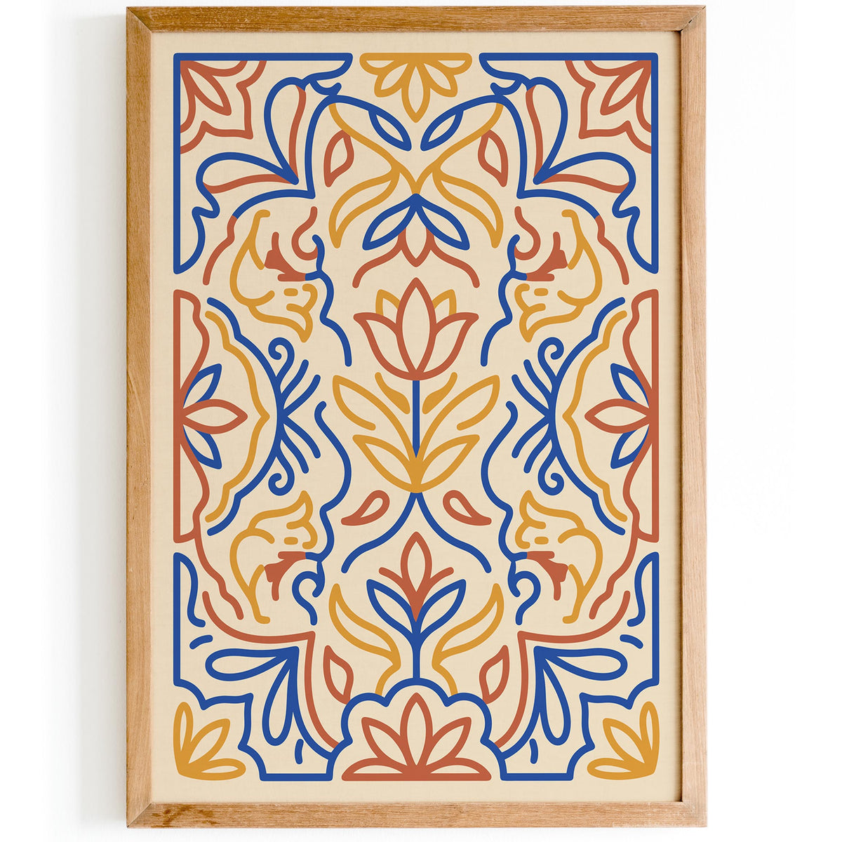 Mexican Talavera Floral Abstract Art Poster