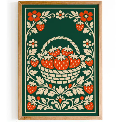 Strawberry Farmhouse Kitchen Art Poster