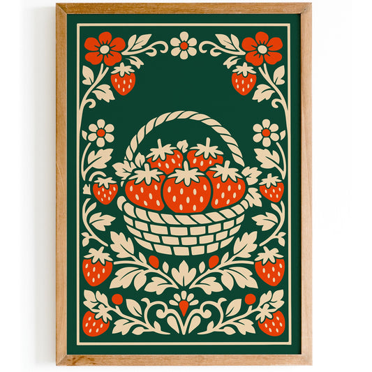 Strawberry Farmhouse Kitchen Art Poster