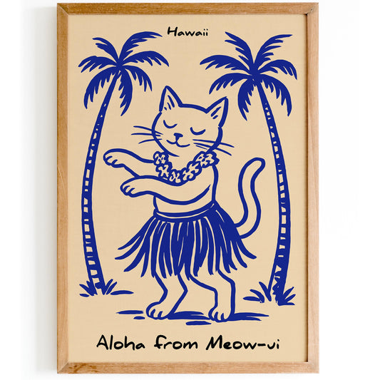 Aloha from Meow-ui Poster - Cat Dancing Hula Art Print
