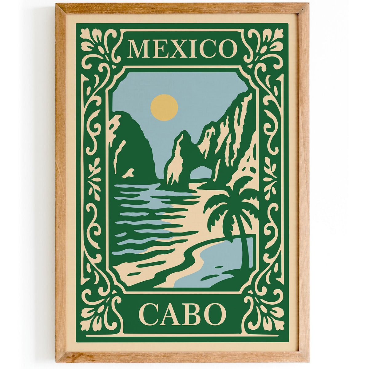 Cabo San Lucas Mexico Green Travel Poster