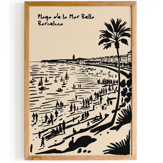 Playa de la Mar Bella Barcelona Poster