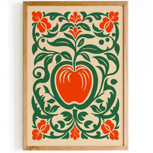 Red Apple Print Farmhouse Kitchen Wall Decor