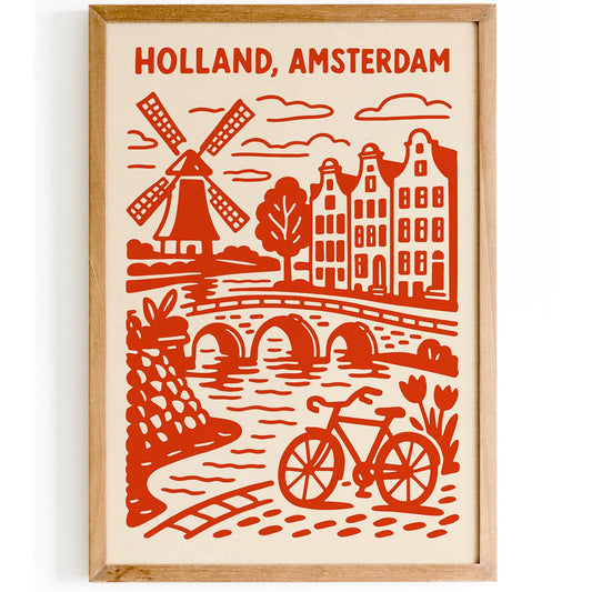 Holland Amsterdam Travel Poster