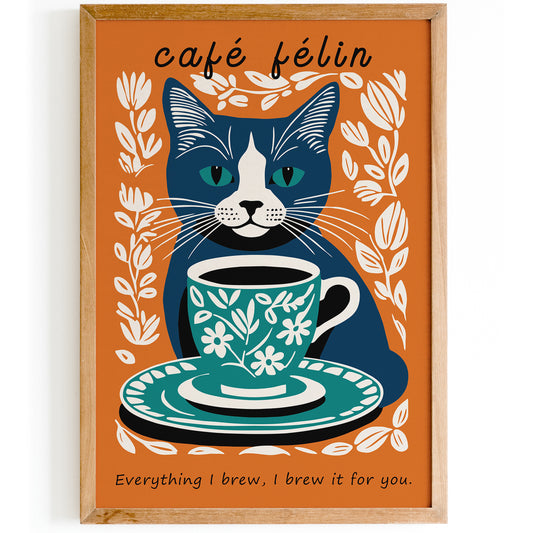 Cafe Felin Orange Kitchen Poster