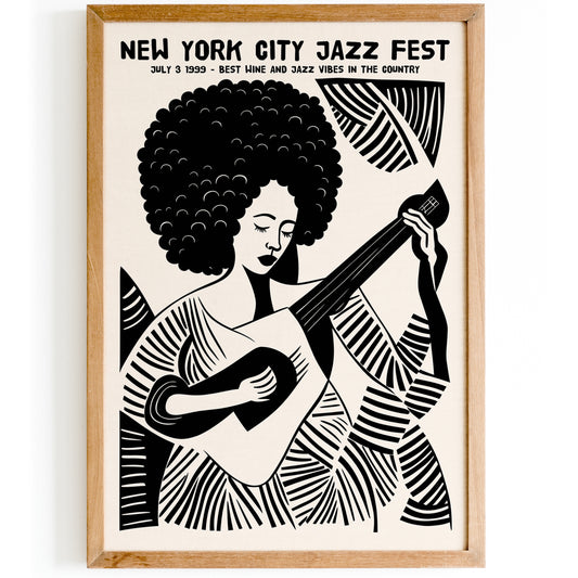 Black and White Retro Jazz Fest Poster