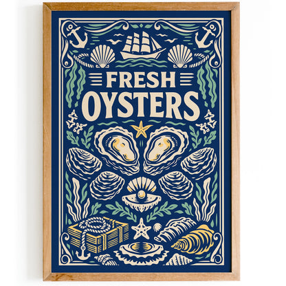 Fresh Oysters Nautical Poster