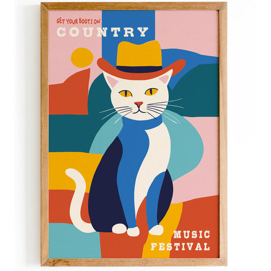 Country Music Festival Cat Poster