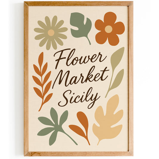 Flower Market Sicily Italy Poster