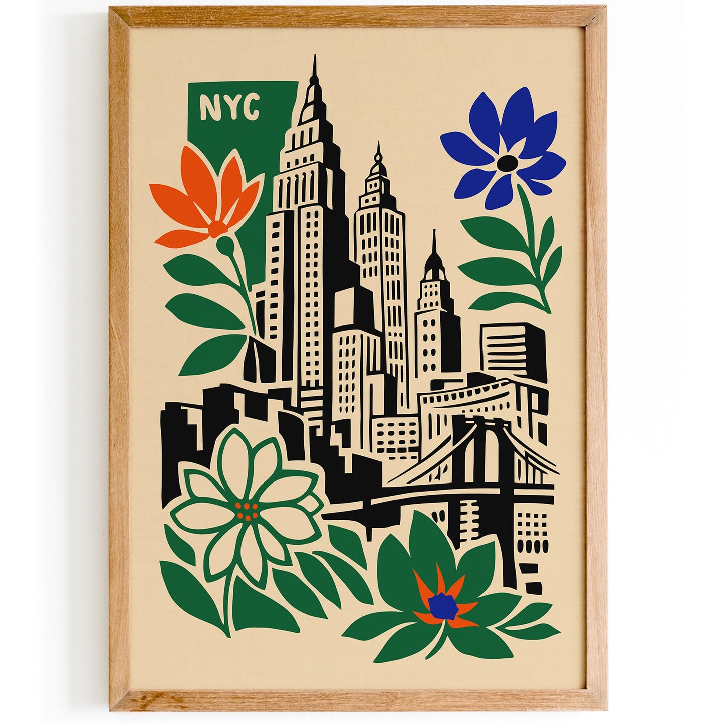 New York City Retro Travel Poster – Vintage Wall Art Print