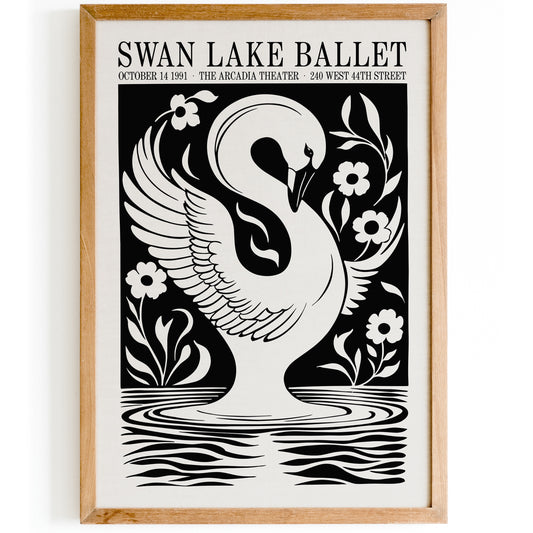Swan Lake Ballet Retro Poster