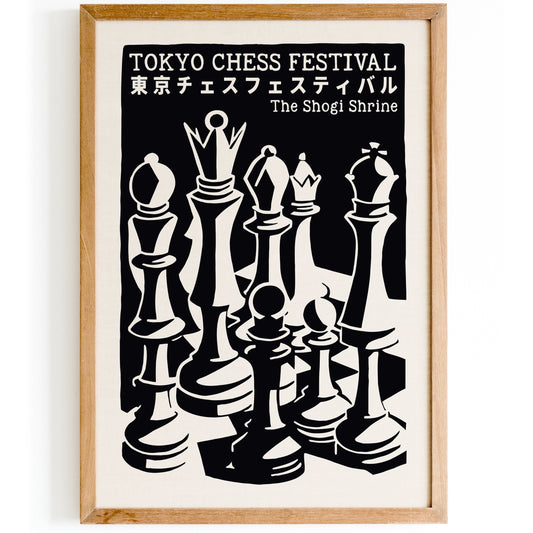 Black and White Tokyo Chess Game Festival Poster
