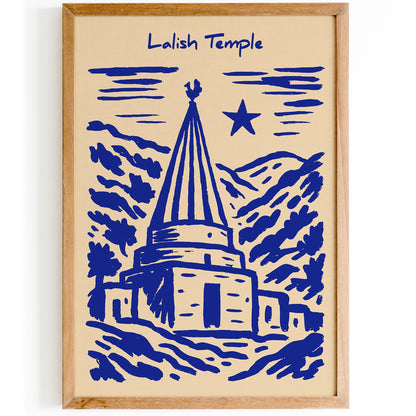 Lalish Temple Poster - Iraq Blue Travel Wall Art