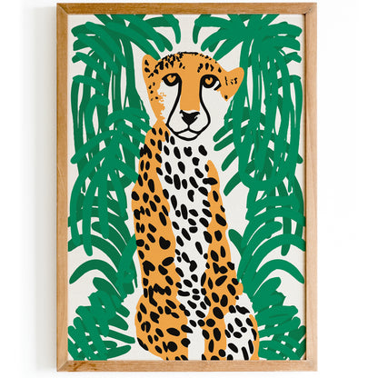 Jungle Cat Retro Wall Art Print