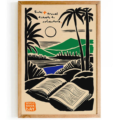 Book & Travel Lovers Art Print – Literary Adventure Wall Decor