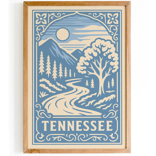 Tennessee Travel Poster - Icy Blue Landscape Print