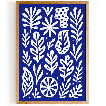 Blue Abstract Organic Shapes Art Print
