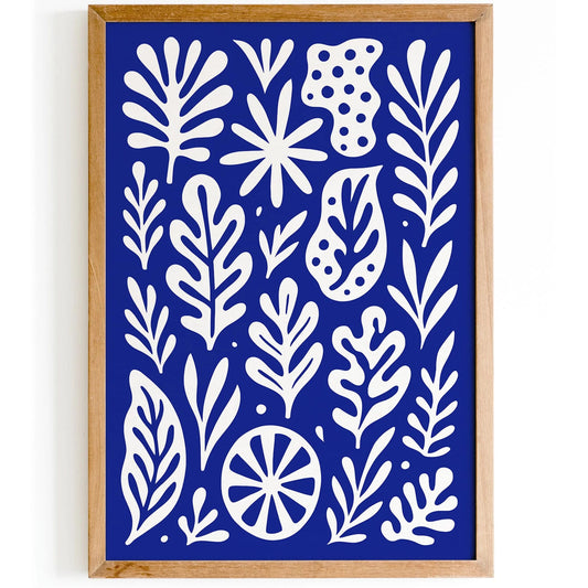 Blue Abstract Organic Shapes Art Print