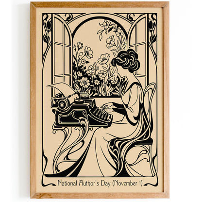 National Authors Day Vintage Book Poster