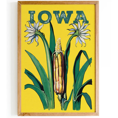 Iowa - Retro Travel Corn Poster