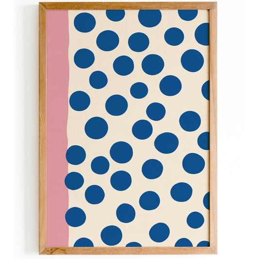 Mid-Century Geometric Art Blue Dots Poster