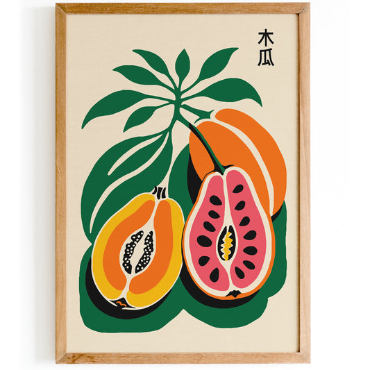 Colorful Papaya Kitchen Wall Art