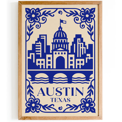 Blue Austin Texas Travel Poster