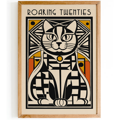 Roaring Twenties Geometric Cat Poster