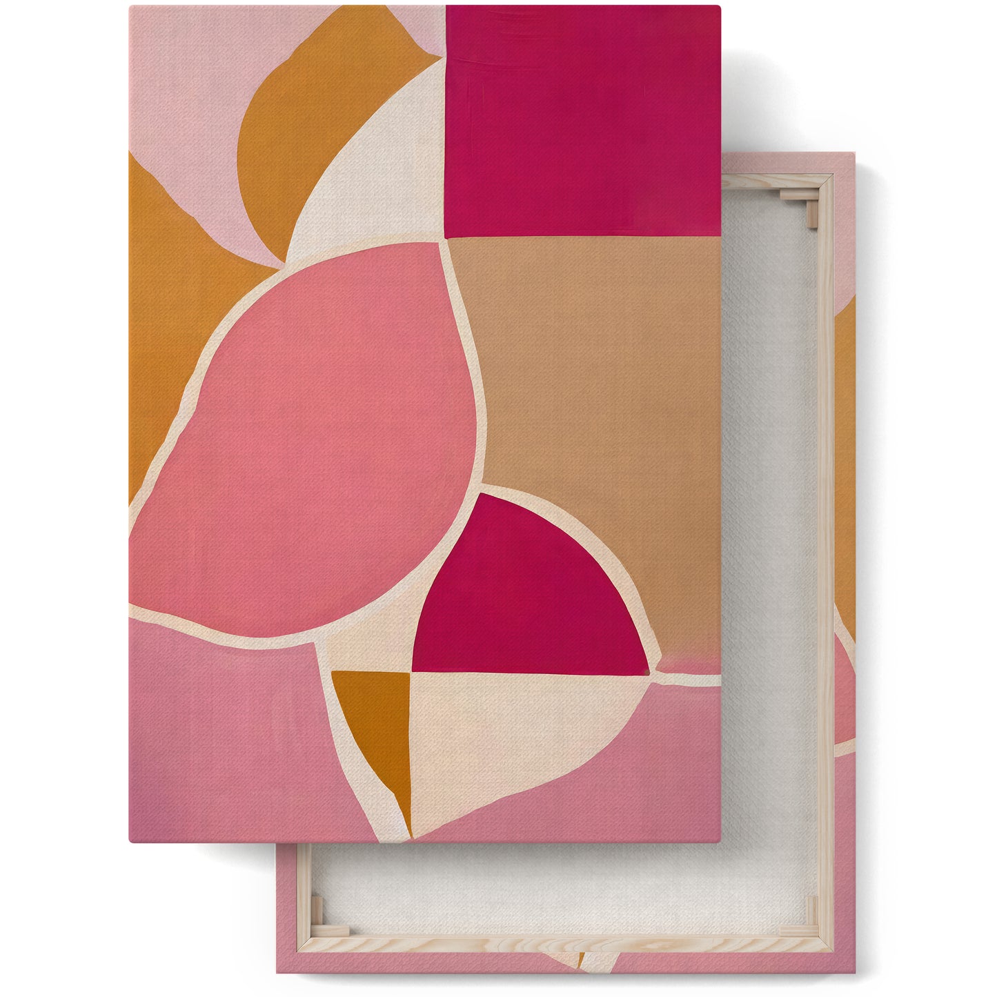 Abstract Beige and Magenta Canvas Art